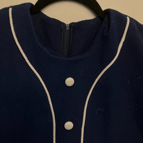 Vintage Navy Dress with White Piping - Picture 4 of 7
